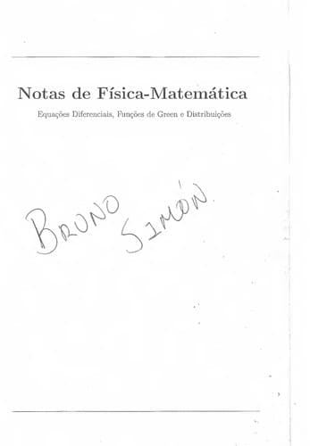 Notas de fi sica matema tica: equac ʹo es diferenciais, func ʹo es de Green e distribuic ʹo es