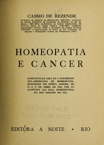 Homeopatia e câncer ...