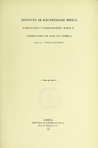 Instituto de electricidade médica, radioscopía e radiographía (raios X): Laboratório de anályse chímica