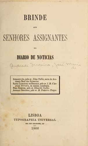 Brinde aos senhores assignantes do diario de noticias
