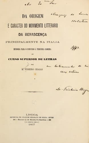 Da origem e caracter do movimento litterario da renascença