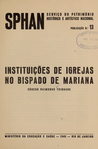 Instituições de igrejas no bispado de Mariana