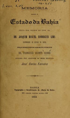 Memória sobre o estado da Bahia