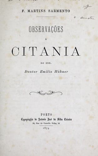 Observações a Citania do snr. doutor Emilio Hübner