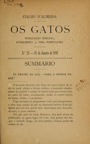 Os gatos: publicação d'inquérito à vida portugueza