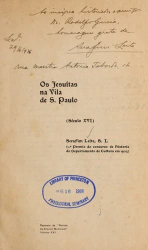 Os Jesuítas na vila de S. Paulo: (século XVI)
