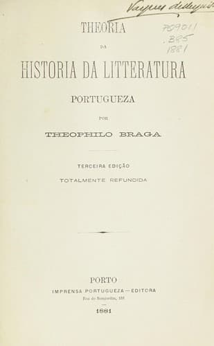 Theoria da historia da litteratura portugueza