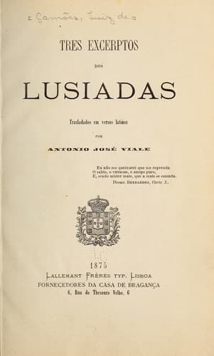 Tres excerptos dos Lusiadas, trasladados em versos latinos