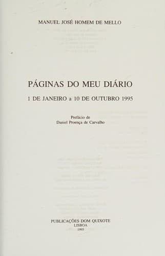 Paginas do meu diário: 1 de Janeiro a 10 de Outubro 1995