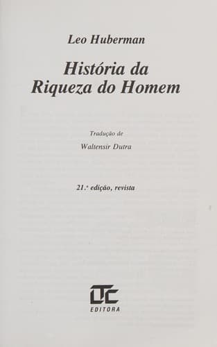 História da riqueza do homem