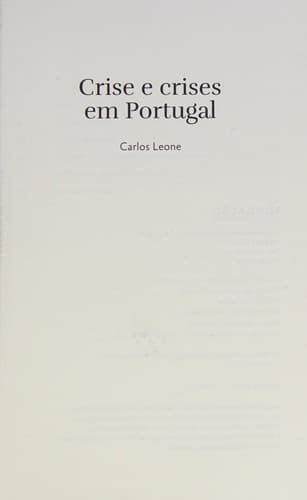 Crise e crises em Portugal