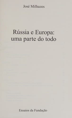 Rússia e Europa: uma parte do todo