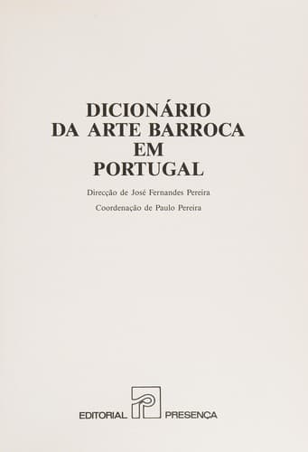 Dicionário da arte barroca em Portugal