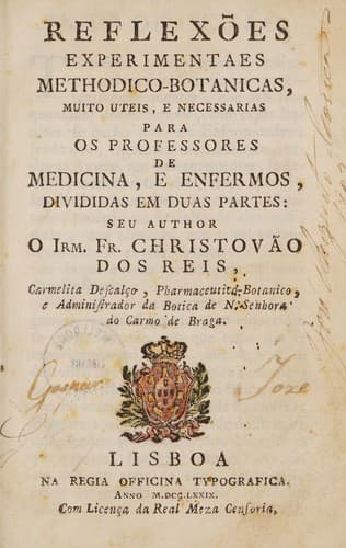 Reflexões experimentaes methodico-botanicas ... divididas em duas partes