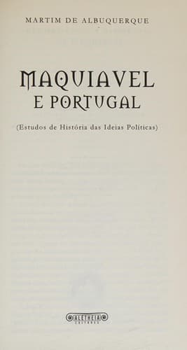 Maquiavel e Portugal: estudos de história das ideias políticas