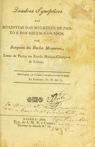 Quadros synopticos das molestias das mulheres de parto e dos recem-nascidos