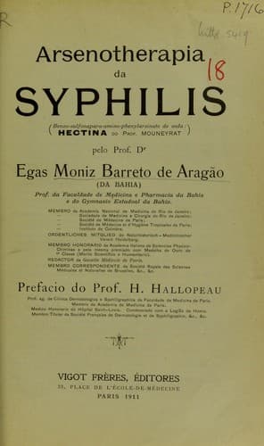 Arsenotherapia da syphilis (benzo-sulfonapara-amino-phenylarsinato de soda hectina do Prof. Mouneyrat)