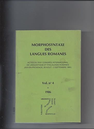 Morphosyntaxe des langues romanes.