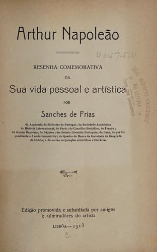 Arthur Napoleão: resenha comemorativa da sua vida pessoal e artística