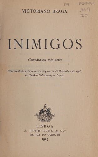 Inimigos: comedia en tr©·s actos