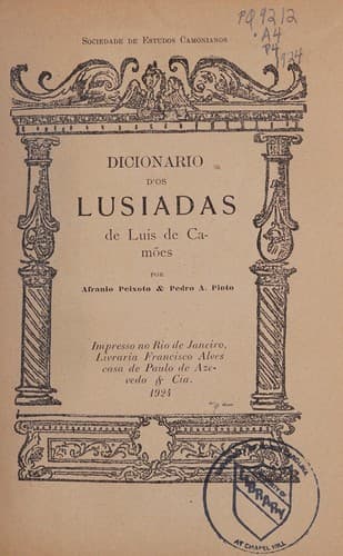 Dicionario d'Os Lusiadas de Luis de Cam©æes