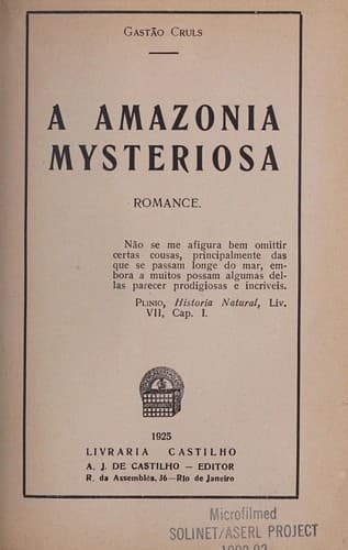 A Amazonia mysteriosa; romance