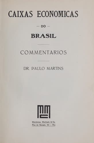 Caixas economicas do Brasil: commentarios