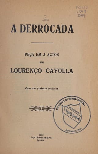 A derrocada: peça em 3 actos