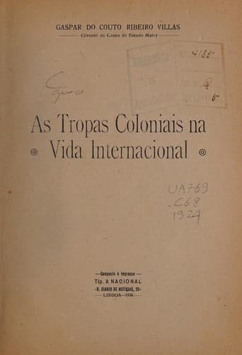 As tropas coloniais na vida internacional.