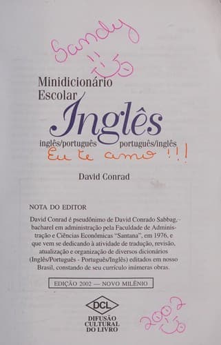 Minidicionário Escolar de Inglês: Inglês/Português Português/Inglês