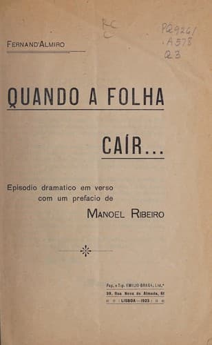 Quando a folha cair--: episodio dram©Łtico em verso