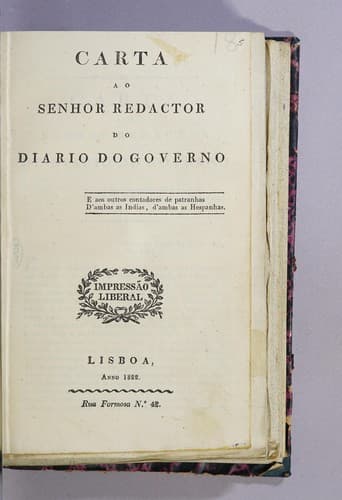 Carta ao senhor redactor do Diario do governo..