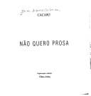 Não quero prosa