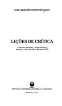 Lições de crítica: conceitos europeus, crítica literária e literatura crítica no Brasil do século XIX