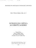 Introdução crítica ao direito agrário