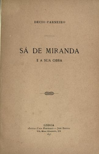Sá De Miranda e a sua obra