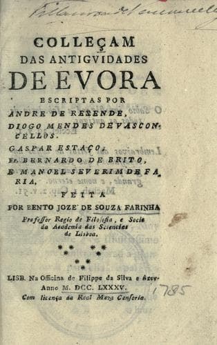 Colleçam das antiguidades de Evora