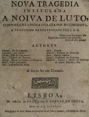 Nova tragedia intitualada A noiva de luto