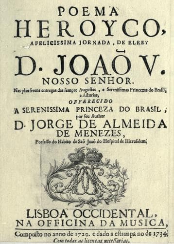 Poema heroyco, a felicissima jornada, de elRey D. Joaõ V. nosso senhor: nas plausivens entregas das sempre augustas, e serenissimas princezas do Brasil