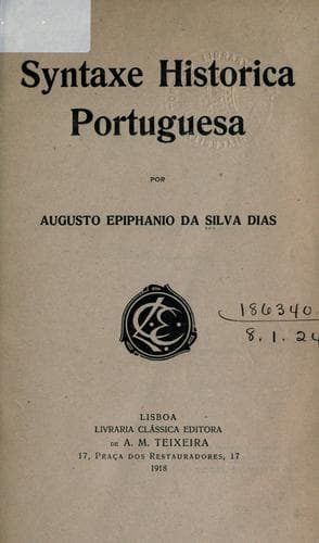 Syntaxe historica Portuguesa.