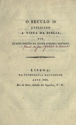 O seculo 19 explicado á vista da Biblia