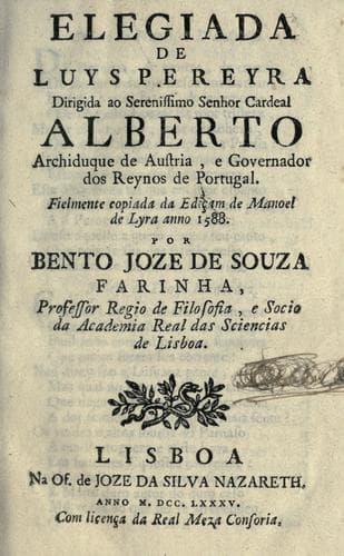Elegiada de Luys Pereyra: ... : fielmente copiada da ediçam de Manoel de Lyra anno 1588