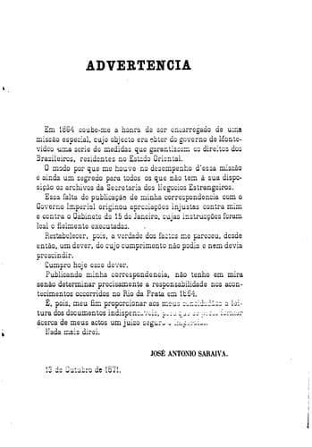 Correspondencia e documentos officiaes relativos á missão especial do conselheiro José Antonio Saraiva ao Rio da Prata em 1864.