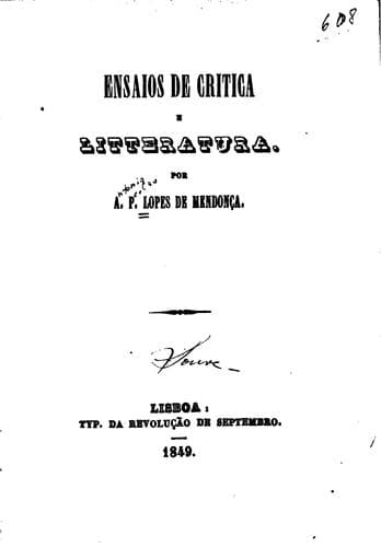 Ensaios de critica e litteratura.