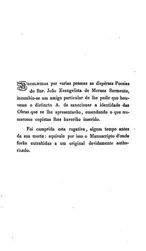 Poesias de João Evangelista de Moraes Sarmento.