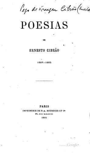 Poesias de Ernesto Cibrão, 1857-1860.