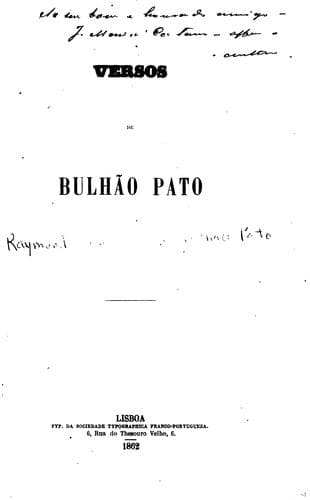 Versos de Bulhão Pato.