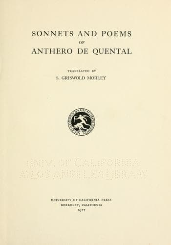 Sonnets and poems of Anthero de Quental