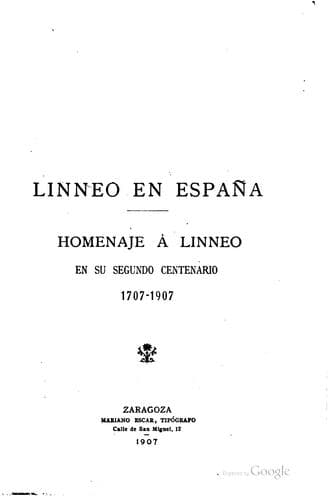 Linneo en España: homenaje à Linneo en su segundo centenario, 1707-1907