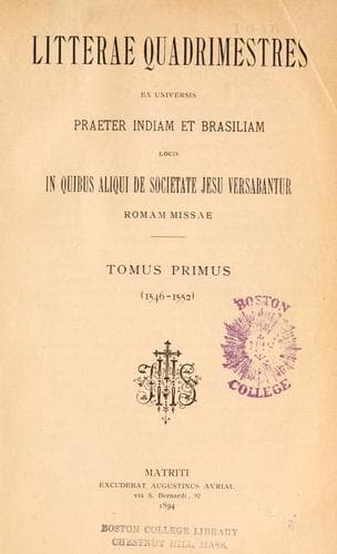 Litterae quadrimestres ex universis: praeter Indiam et Brasiliam, locis